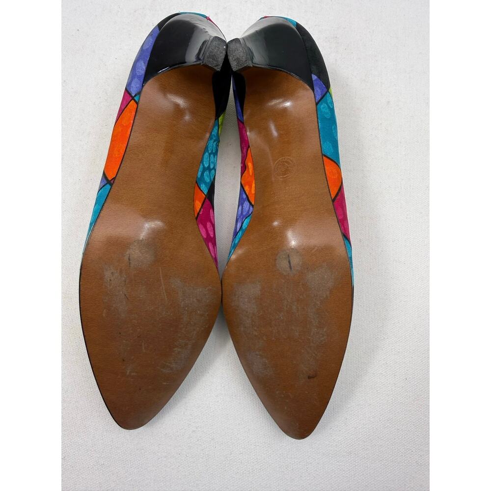 Vintage 90s Life Stride Color Block Stained Glass Heels Art To Wear Size 7 Union - Picture 8 of 9